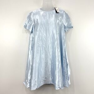 Banana Republic Dress Womens XS Cirrus Blue NWT Aurelia Satin Trapeze Mini‎